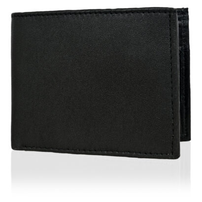 Black leather wallet front view